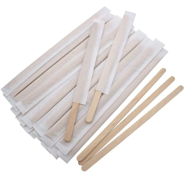 Wooden Stirrers 110 mm Individually Wrapped - 1,000 pcs